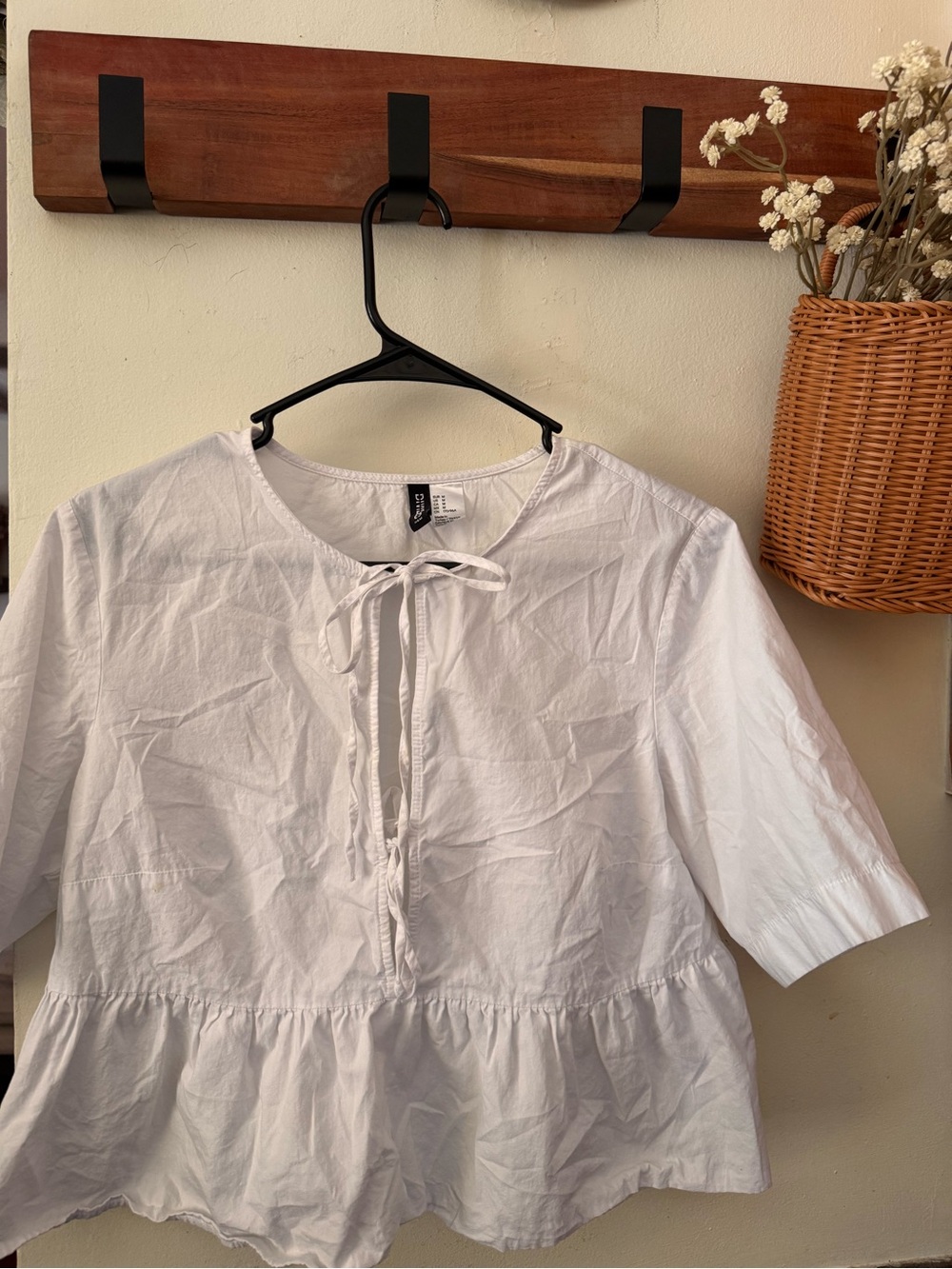 H&M White Tie-Front Women's Tunic Top